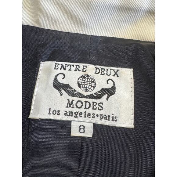 Vintage Entre Deux Modes Black Asymmetrical Button Military Blazer Jacket Sz 8 - Picture 5 of 6